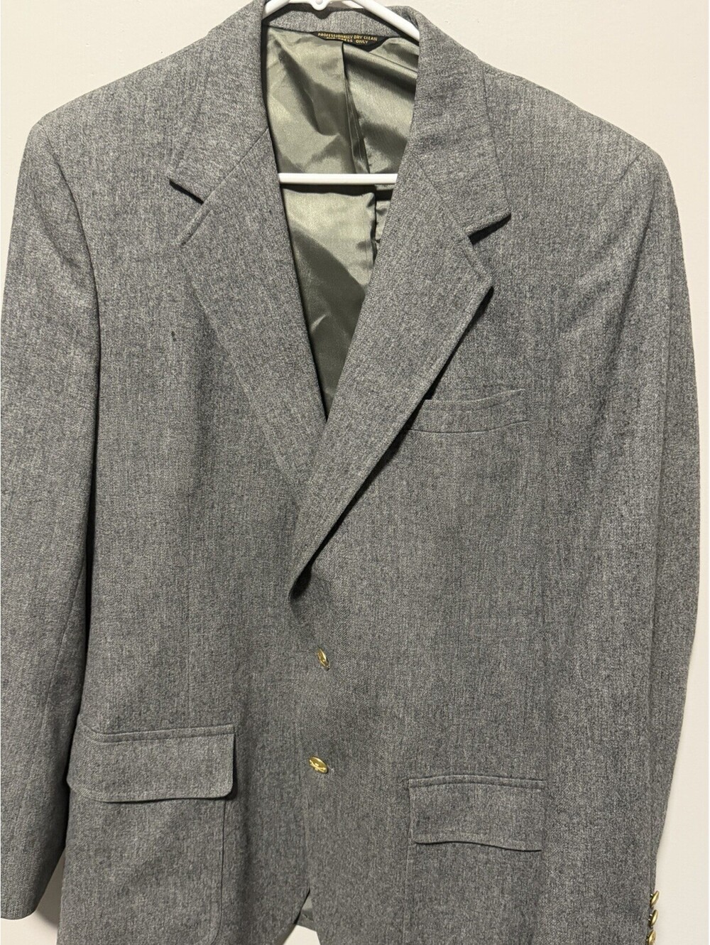 John Weitz Vintage 90s Blazer Mens 42L  Gray Wool Sport Coat Jacket